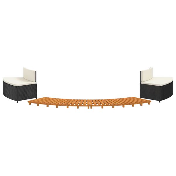 vidaXL &Icirc;mprejmuire cadă cu hidromasaj, negru, poliratan / lemn acacia