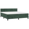 vidaXL Pat box spring cu saltea, verde &icirc;nchis, 180x200 cm, catifea