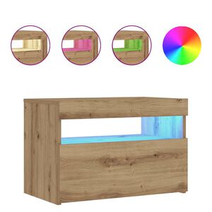 vidaXL Noptiera cu lumini LED Stejar Artisan 60x35x40cm Lemn prelucrat