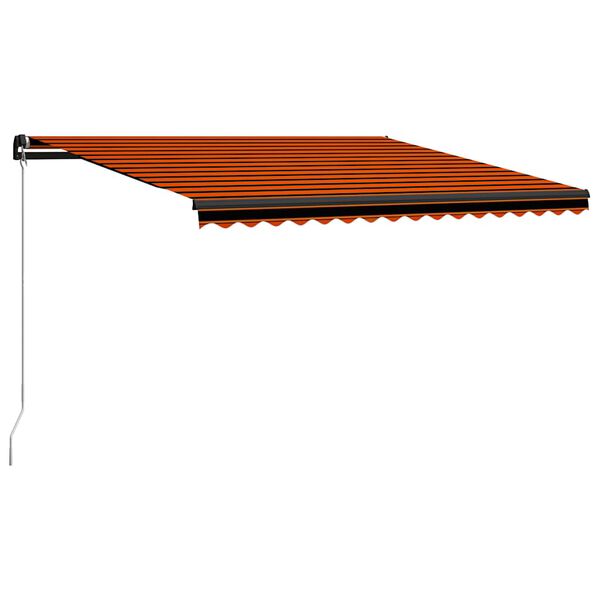 vidaXL Copertină retractabilă manual LED portocaliu/maro, 450 x 300 cm