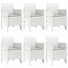 vidaXL Set de masă pentru grădină 7 pcs Alb Ratan Polt