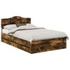 vidaXL Cadru de pat Stejar fumuriu 135 x 190 cm Lemn Ingineresc