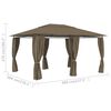 vidaXL Pavilion de grădină cu perdele, gri taupe, 4 x 3 m, 180 g/m&sup2;