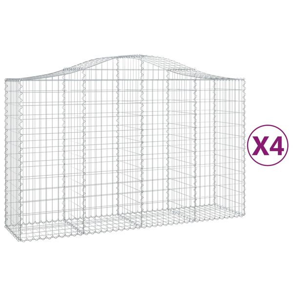 vidaXL Coșuri gabion arcuite 4 buc, 200x50x120/140 cm, fier galvanizat