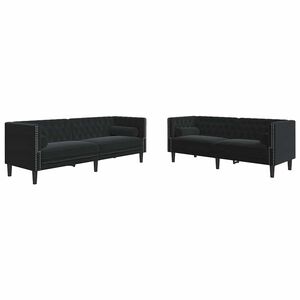 vidaXL Canapea pentru living 2 buc. Negru Catifea