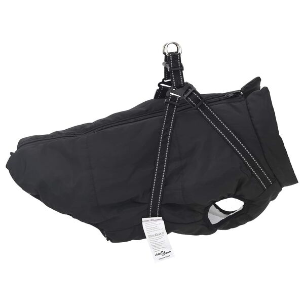 vidaXL Haina pentru C&acirc;ini cu ham Negru L48 Fleece și poliester
