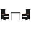 vidaXL Set de masă pentru grădină cu pernă 3 pcs Negru