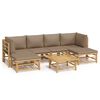 vidaXL Set mobilier de grădină cu perne gri taupe, 7 piese, bambus