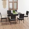vidaXL Set de mobilier de exterior, 7 piese, negru, poliratan
