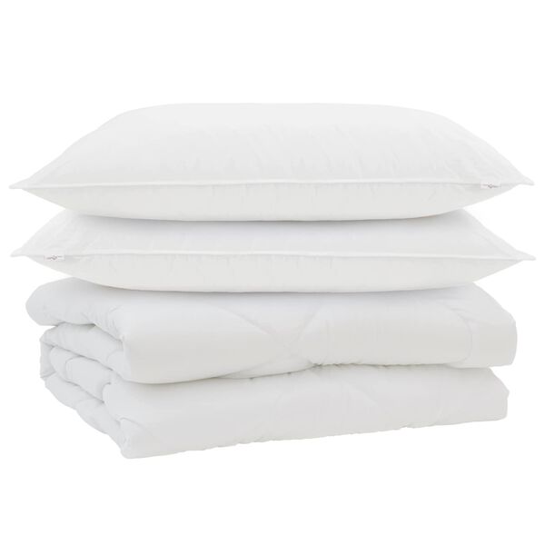 vidaXL Pilotă cu pernă 3 pcs Alb Microfibră