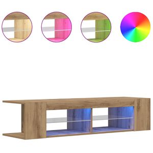 vidaXL Dulap TV cu LED stejar artizanal 135x39x30 cm lemn prelucrat