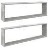 vidaXL Rafturi de perete cub, 2 buc., gri beton, 100x15x30 cm, PAL
