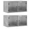 vidaXL Dulapuri de perete cu uși sticlă 2 buc. gri beton 68,5x37x35 cm