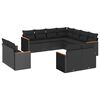 vidaXL Set canapele de grădină cu perne, 11 piese, negru, poliratan