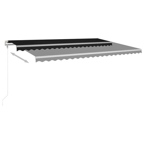 vidaXL Copertină automată cu senzor v&acirc;nt & LED, antracit, 500x300 cm