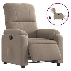 vidaXL Fotoliu rabatabil electric, gri taupe, microfibră