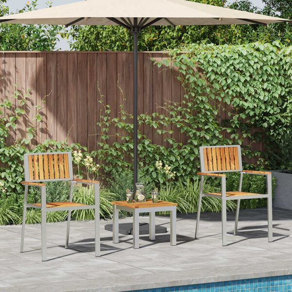 vidaXL Set de masă pentru grădină 3 pcs Maro Lemn solid de tec