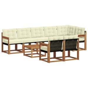 vidaXL Set de canapele de exterior 9 buc. Natural și Crem