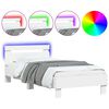 vidaXL Cadru de pat cu tăblie și lumini LED, alb, 75x190 cm