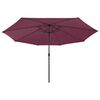 vidaXL Umbrelă de soare de grădină cu LED-uri, roșu bordo, 400 cm