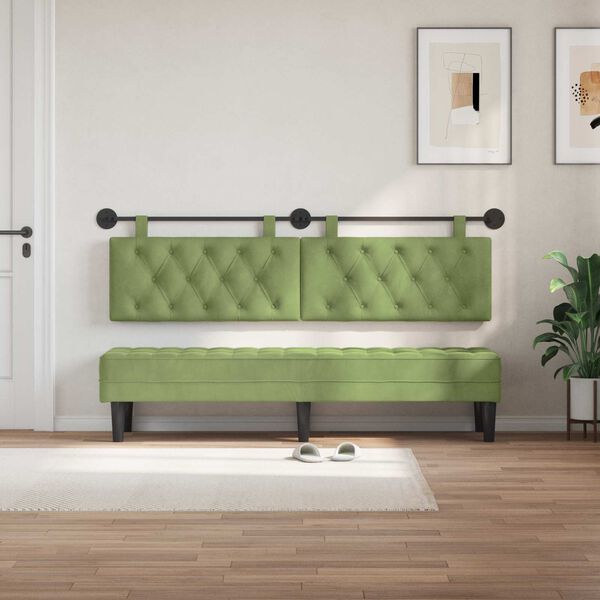 vidaXL Cap de pat suspendat Verde deschis 170 x 55 x 7 cm Catifea
