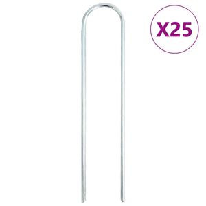 vidaXL Țăruși de păm&acirc;nt &icirc;n formă de U 25 buc. 20x3,5cm oțel galvanizat