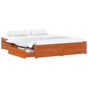 vidaXL Cadru de pat cu sertar cu depozitare Lemn de pin masiv