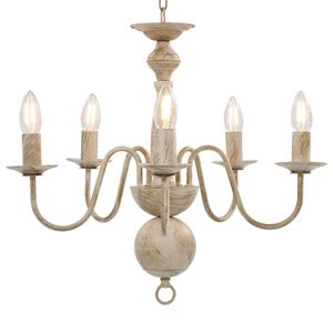 vidaXL Candelabru antichizat, alb, becuri E14 x 5