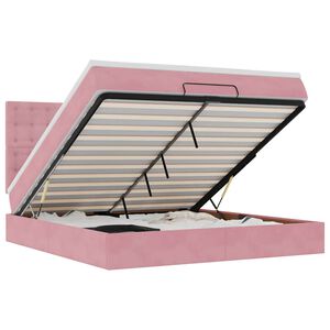 vidaXL Cadru de pat otoman cu saltele Roz 180x200cm catifea