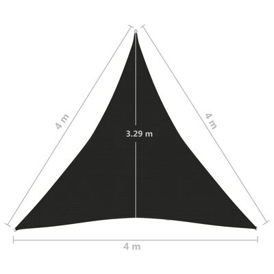 vidaXL Pânză parasolar, negru, 4x4x4 m, HDPE, 160 g/m²