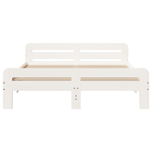 vidaXL Cadru de pat fără saltea, alb, 150x200 cm, lemn masiv pin