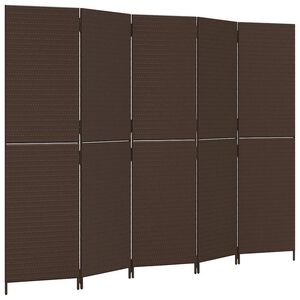 vidaXL Separator de cameră cu 5 panouri, maro, poliratan
