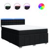 vidaXL Pat box spring cu saltea, negru, 160x200 cm, textil
