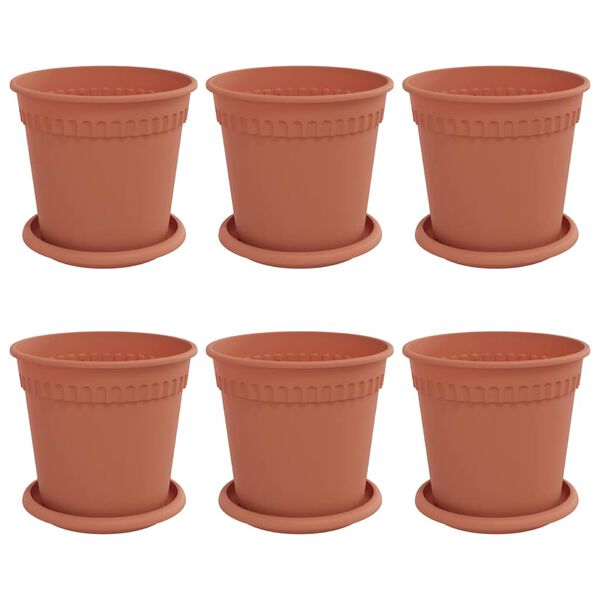 vidaXL Ghivece pentru plante 6 pcs Roșu cărămidă &Oslash; 17 x 14 cm Plastic