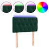 vidaXL Tăblie de pat cu LED, verde &icirc;nchis, 80x7x78/88 cm, catifea