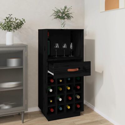 vidaXL Dulap de vinuri, negru, 45x34x100 cm, lemn masiv de pin