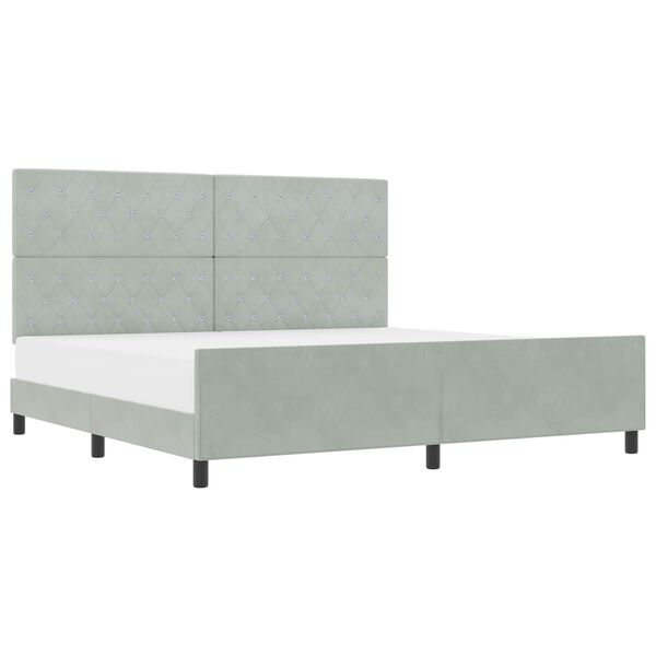 vidaXL Pat cu arcuri cu headboard Gri deschis 200 x 200 cm Catifea