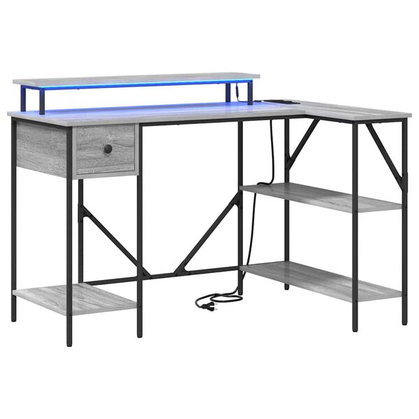 vidaXL Birou cu sertar Gri Sonoma 120 x 79 x 86,5 cm Lemn compozit