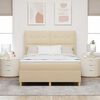vidaXL Pat cu arcuri cu saltea cu headboard Crem 140 x 190 cm țesătură