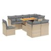 vidaXL Set canapele de grădină, 9 piese, cu perne, bej, poliratan