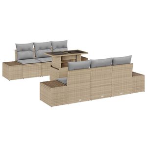 vidaXL Set de canapele pentru grădină 7 buc. Beige și gri deschis