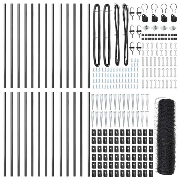 vidaXL St&acirc;lp de gard. Gri 50 x 1 m (plasă de 50 mm) Oțel și PVC