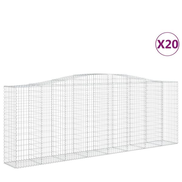 vidaXL Coșuri gabion arcuite 20 buc, 400x50x140/160cm, fier galvanizat