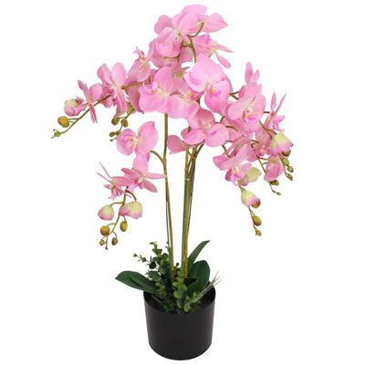 vidaXL Plantă artificială orhidee cu ghiveci, 75 cm, roz