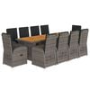 vidaXL Set mobilier de grădină cu perne, 11 piese, gri, poliratan