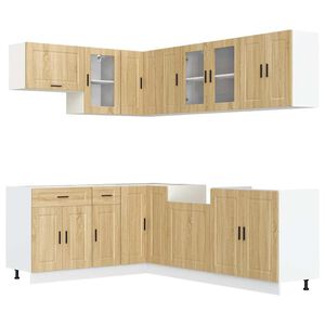 vidaXL Set dulap de bucătărie din 11 piese &bdquo;Porto&rdquo; lemn stejar Sonoma