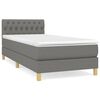 vidaXL Pat box spring cu saltea, gri &icirc;nchis, 90x200 cm, textil