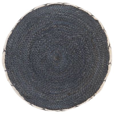 vidaXL Fotoliu pouf tricotat manual, iută și bumbac, 50x30 cm albastru