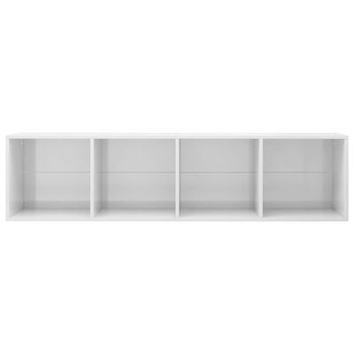 vidaXL Bibliotecă/Comodă TV, alb lucios, 36 x 30 x 143 cm, PAL