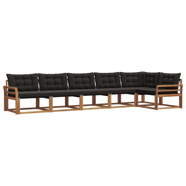 vidaXL Set de canapele de exterior cu pernă 6 pcs Natural și Negru